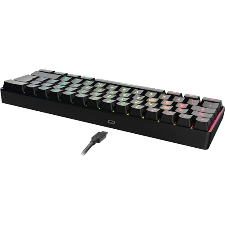 Speedlink Letos RGB Gaming Tastatur 60%, kabelgebunden, abnehmbares USB-C Kabel, Anti-Ghosting, verschiedene Beleuchtungsmodi, deutsches Layout QWERTZ, schwarz – Bild 4