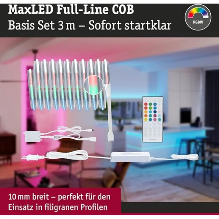 Paulmann 71198 MaxLED 500 LED Strip RGBW 3m 18W 530lm, 896 LEDs, 36VA, beeindruckende Beleuchtung, flexible Erweiterungsoptionen, Tunable-White Funktion – Bild 3
