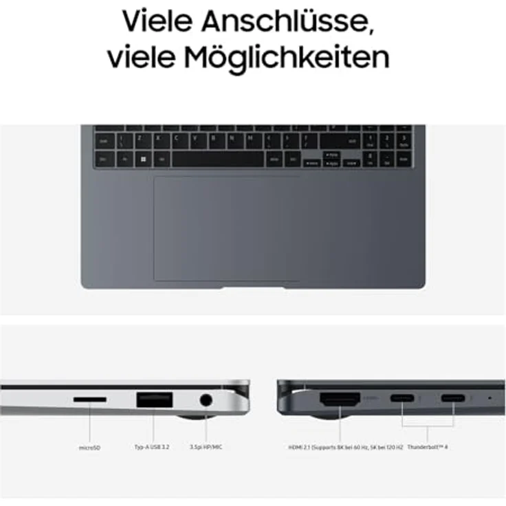Samsung Galaxy Book4 Pro NP960QGK-KG3DE 360 Notebook, 16"-Laptop, Intel Core Ultra 7, AI-Unterstützung, S Pen, 16 GB RAM, 512 GB, Moonstone Gray – Bild 5