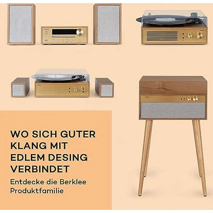 Auna Plattenspieler mit Lautsprecher, Retro-Schallplattenspieler mit Bluetooth & Standfüßen, Schwarz – Bild 5