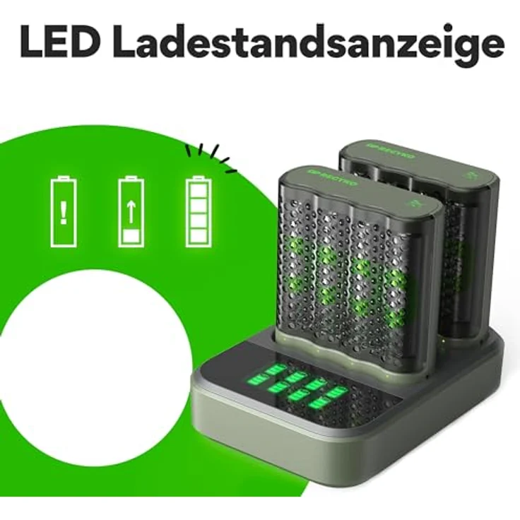 GP GP RECYKO 2 Stück USB Ladegerät Modell GP M452 inkl. 8X RECYKO AA 2600 mAh Akku & USB Dockingstation, schnelle Ladegeräte mit intelligenten Sicherheitsmerkmalen – Bild 5