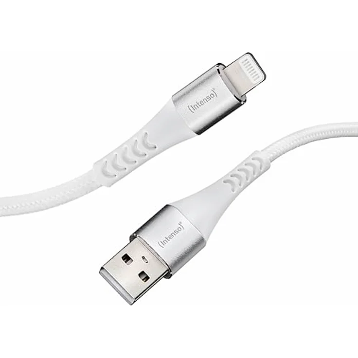 Intenso USB-Cable A315L, USB-A auf Lightning Daten- und Ladekabel, 12 Watt, Nylon, 1.5 Meter, weiß – Bild 1