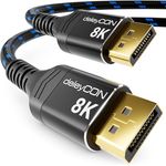 deleyCON 2m DisplayPort Kabel 1.4, Aluminium, 8K@60Hz / 4K@165Hz / 2K@360Hz, UHD WQHD HDR, mit Daisy-Chaining, kompatibel mit AMD FreeSync & NVIDIA G-Sync