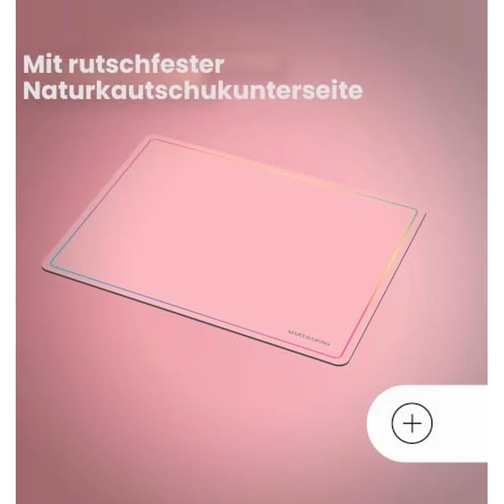 Mars Gaming MMP124, Gaming-Mauspad 360x260mm, rutschfeste Naturkautschuk-Basis, hochpräzise Nanotextil-Oberfläche, Regenbogen-Design, flexibel, Rosa – Bild 4