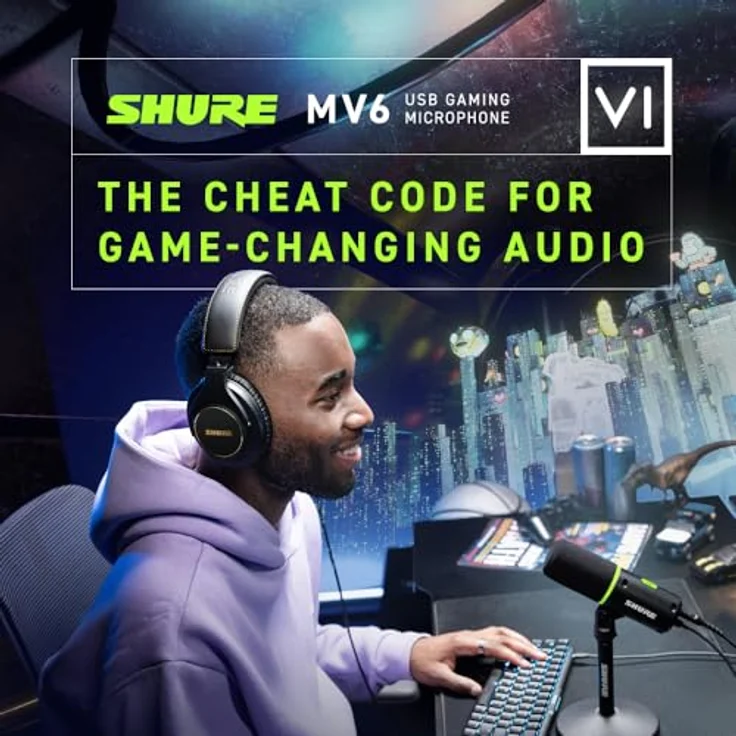Shure MV6 USB Gaming Mikrofon, Dynamisches Mikrofon mit Auto-Level-Modus, Digitaler Popper Stopper & Echtzeit-Denoiser, USB-C, für PC Gamer & Streamer - Preisvergleich – Bild 4