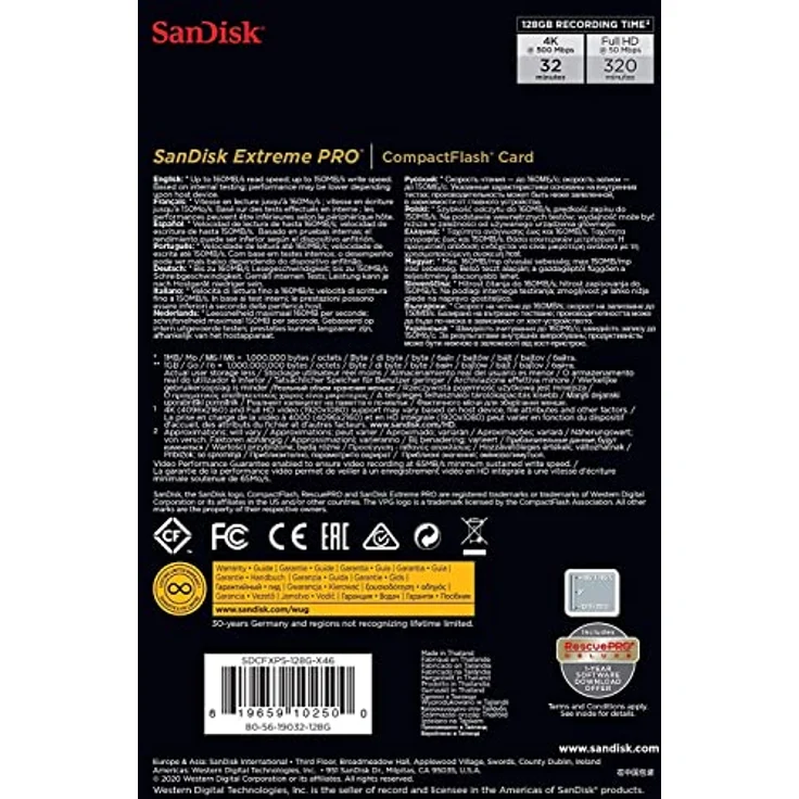 SanDisk Extreme Pro CompactFlash 128GB Speicherkarte (bis zu 160MB-s lesen) – Bild 5