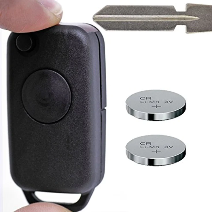 mt-key Auto Klapp Schlüssel 1 Tasten mit HU39 Rohling und 2x CR2025 Knopfzelle, kompatibel für Mercedes Benz W168 W202 W203 W204 (95-02) – Bild 1