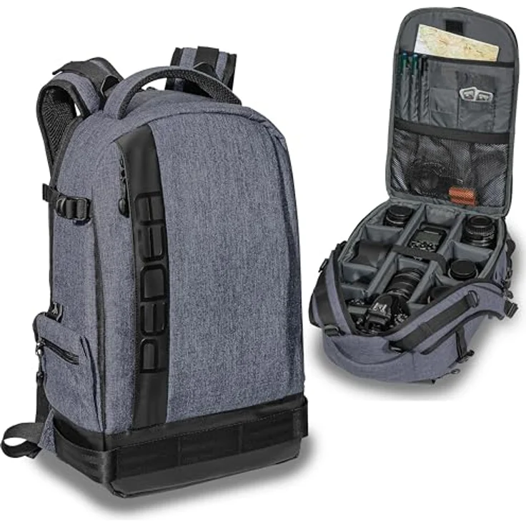 PEDEA DSLR-Kamerarucksack Fashion Fotorucksack für Spiegelreflexkameras mit wasserdichtem Regenschutz und Variabler Inneneinteilung (Rucksack, grau) – Bild 9