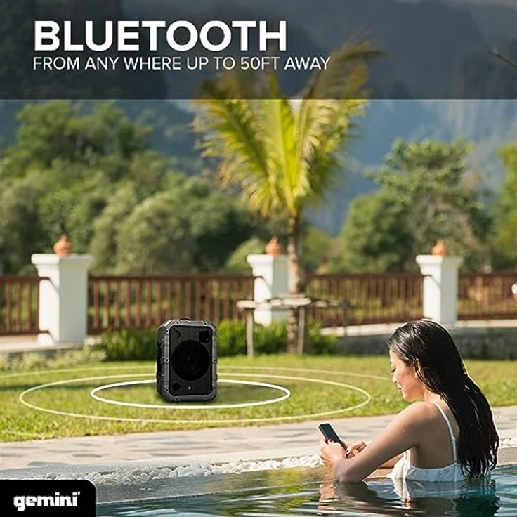 Native Gemini MPA-2400GRY, tragbarer Bluetooth Lautsprecher mit wetterbeständigem Design, grau – Bild 5