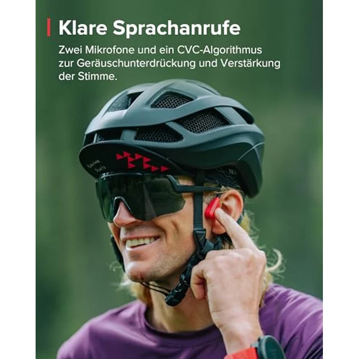 SUUNTO Wing Open-Ear Knochenschall Kopfhörer, Bluetooth Kabellos Sport Kopfhörer, Kopfbewegungssteuerung, Eingebaute HD Mikrofon, IP67 Verschleißfest, Sicherheitsleuchten, bis zu 30 Std Akkulaufzeit – Bild 3