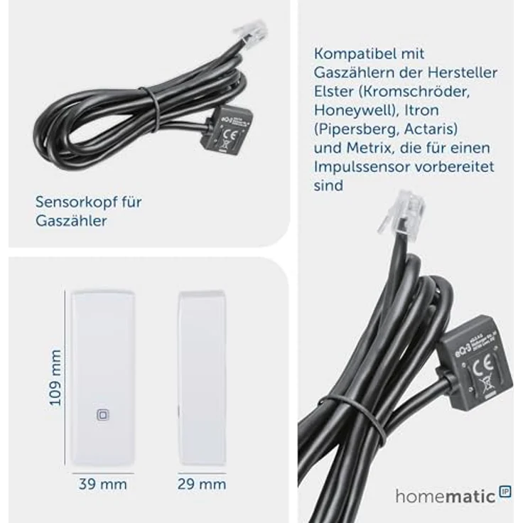 Homematic IP HmIP-ESI-GAS, Schnittstelle für Gaszähler zur Verbrauchsüberwachung mit Smart Home Integration, Weiß – Bild 3