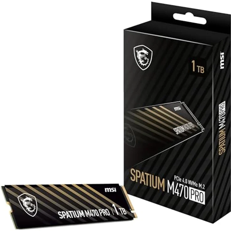 MSI SPATIUM M470 PRO 1TB SSD NVMe PCIe 4.0 M.2 Gen4, bis zu 6000MB/s, Schwarz – Bild 2