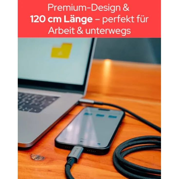 Verbatim Sync & Charge 240W Ladekabel USB C PD 3.1, 120 cm, Schnellladekabel für iPhone 17 Pro Max, Samsung Galaxy S25, MacBook Air, langlebig und hochgeschwindigkeitsdatenübertragend – Bild 5