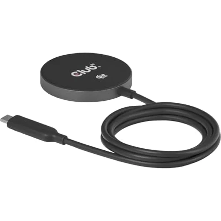 club3D Qi2 Induktions-Ladegerät CAC-3027, 25W USB-C Schnellladegerät in Schwarz mit Sicherheitsmerkmalen