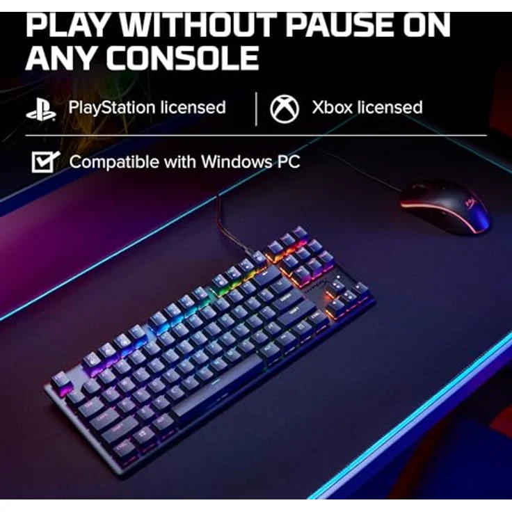 HyperX HX-KB7AQX-US Alloy Origins Core, RGB Mechanische Gaming Tastatur, Tenkeyless, HyperX Aqua, (QWERTY - US Layout) – Bild 6