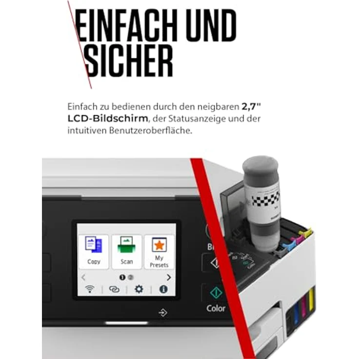 Canon MAXIFY GX2051, 4 in 1 Tintenstrahl-Multifunktionsdrucker mit Duplex-Funktion, WLAN und 6,7 cm Touchscreen, weiß – Bild 5