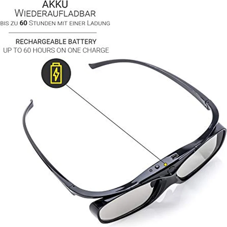 Hi-SHOCK Black Heaven | Aktive 3D Shutterbrille für 3D TV Sony, Samsung, Panasonic | Kompatibel mit SSG-3570CR, TDG-BT500A, TY-ER3D4MU [120 Hz| Akku] - Preisvergleich – Bild 2