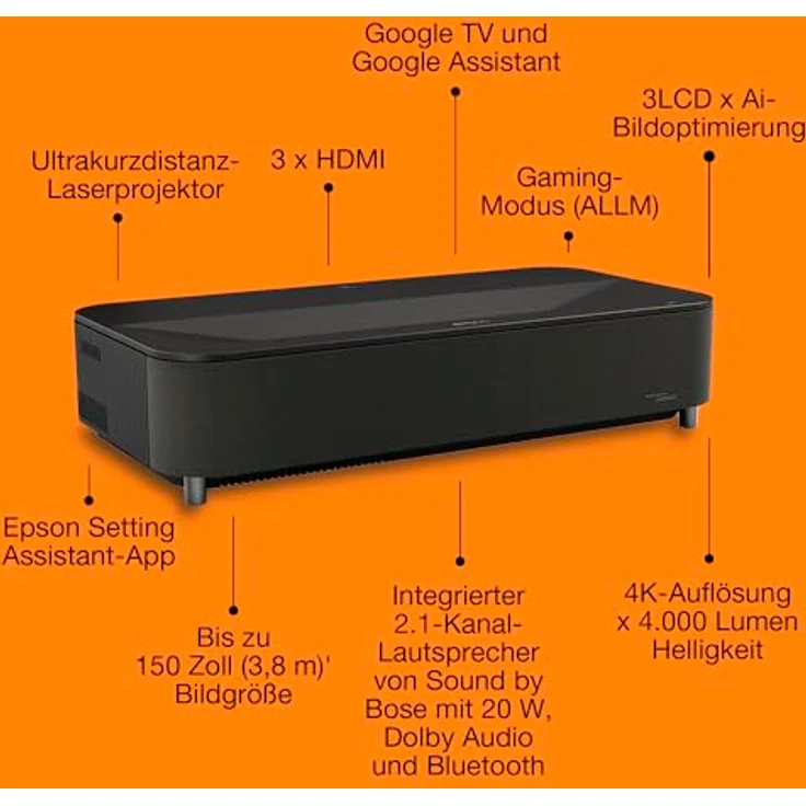 Epson Lifestudio Grand Plus EH-LS970B-Black, 4K Beamer mit KI-Bildverbesserung, Dolby Audio und Google TV – Bild 5