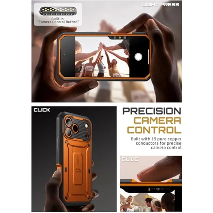 SUPCASE UBeetle Pro für iPhone 17 Pro Max, 6.9” Outdoor Hülle mit Kamerasteuerungstaste, 360° Bumper Schutzhülle, Displayschutz, Ständer und Gürtelclip, Coral – Bild 4