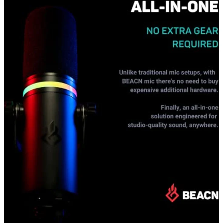 Beacn Dynamic Mikrofon, professionelles Mikrofon für Studiosound, schwarz – Bild 7