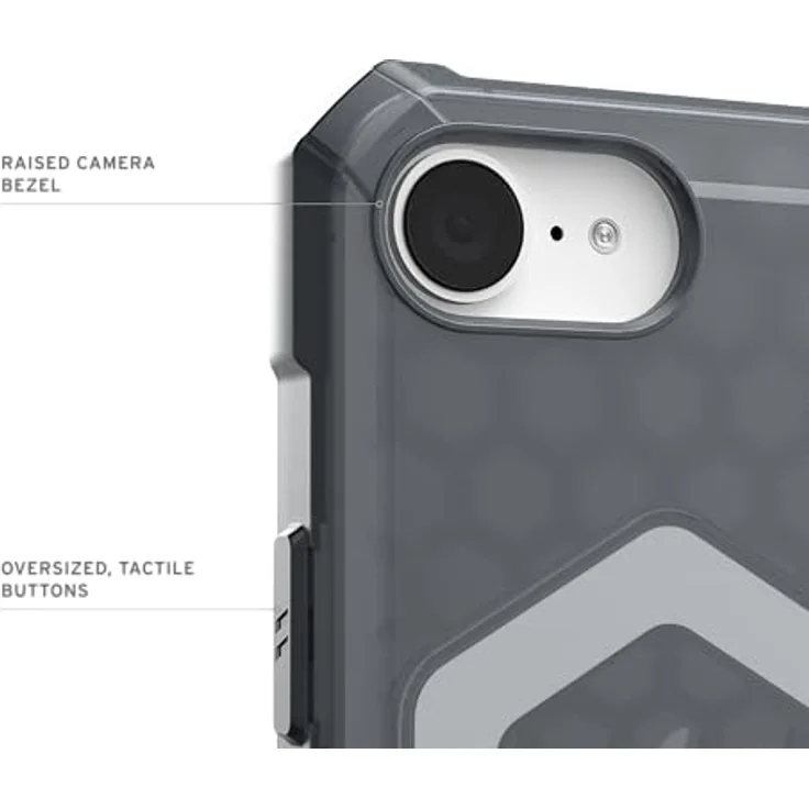 URBAN ARMOR GEAR Essential Armor MS Case für Apple iPhone 16E (Wireless Charging / Magnetisches Laden optimiert, 4,6m Fallschutz) ash (grau transparent) – Bild 5