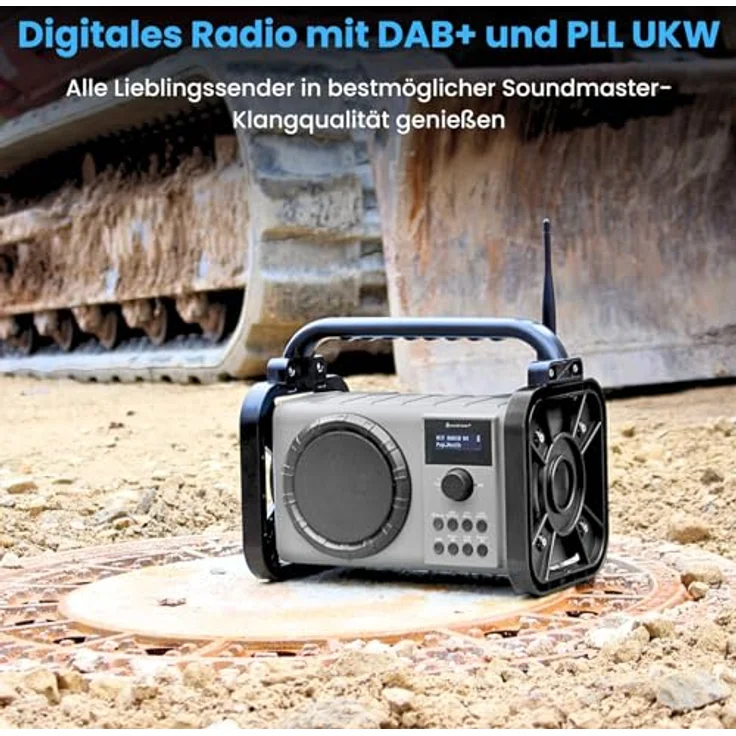 Soundmaster DAB80OR Baustellenradio mit DAB+ UKW Bluetooth und Li-Ion Akku IP44 Staub- und spritzwassergeschützt in Orange – Bild 5