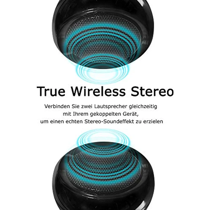True Wireless Stereo Lautsprecher (Speaker) - TWS Mini drahtlose Musik Boxen - 2x3W Desktop Lautsprecher - HiFi Stereo Sound mit Lithium-Akku, tragbar, kabellos, portabel – Bild 2
