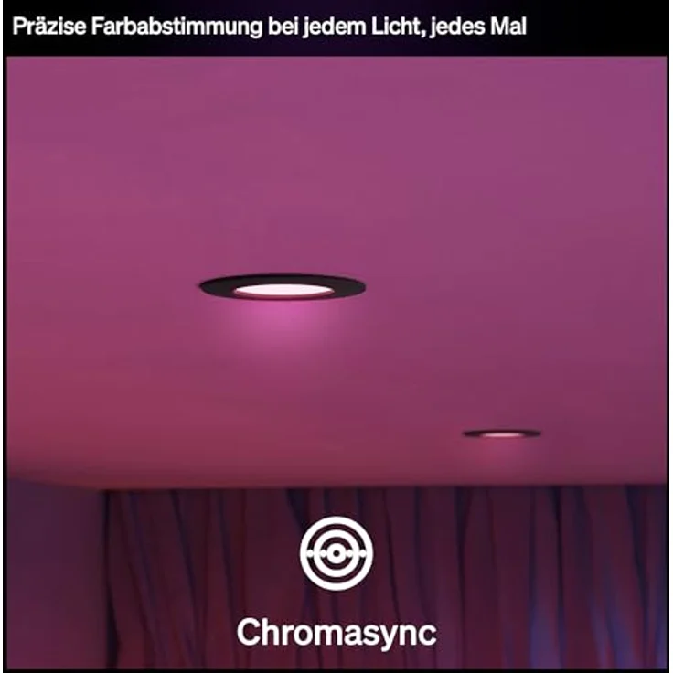 Philips Hue LED-Einbauleuchte Slim White & Color Ambiance Ø 9 cm, Schwarz, smarte Deckenbeleuchtung mit wasserresistentem Design und ultra-tiefer Dimmfunktion – Bild 7