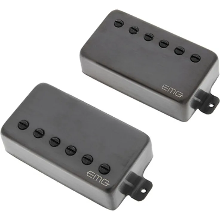 EMG Marty Friedman MF Set BRBC, Humbucker Tonabnehmer Set für E-Gitarre, passiv, brushed Black Chrome, hohe Ausgangsleistung