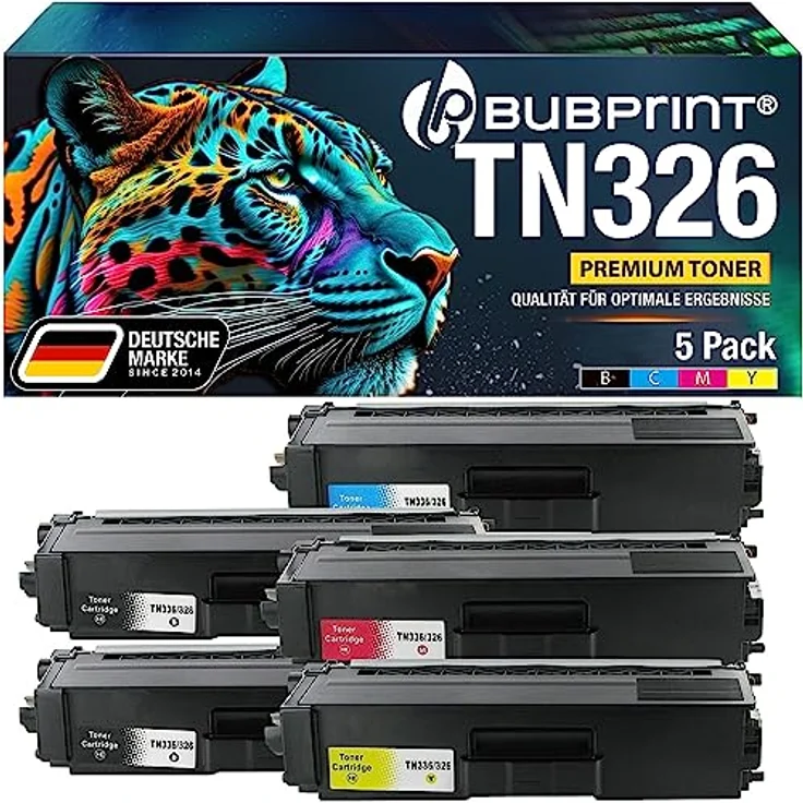 Bubprint TN-326 Multipack, kompatible Tonerkartuschen für Brother Drucker, hohe Druckqualität, einfache Installation – Bild 1