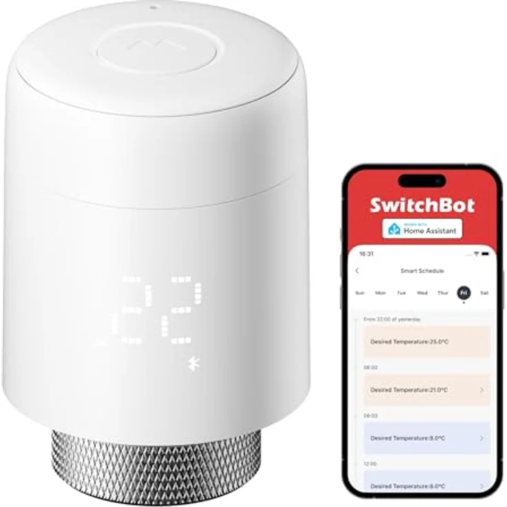 SwitchBot Smart Heizkörperthermostat, Bluetooth-Thermostat mit App-Steuerung, Zeitplanung, Energiekosteneinsparung, einfache Installation, kompatibel mit Alexa und Apple Home – Bild 1
