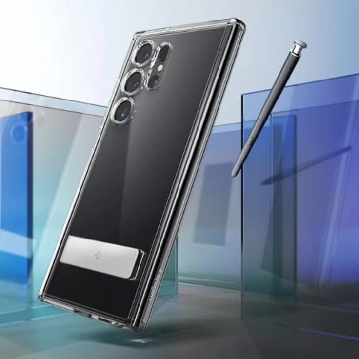 Spigen Ultra Hybrid S Hülle Kompatibel mit Samsung Galaxy S24 Ultra -Crystal Clear - PC Platte, TPU-Rahmen, Kickstand, Air Cushion Technologie, Maßgeschneidert, Transparent – Bild 3