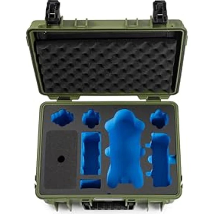 B & W International Transportkoffer für DJI Mavic 4 Pro Fly More Combo, stabil, wasserdicht, temperaturstabil, mit Hartschaumanlage, schwarz/blau – Bild 5