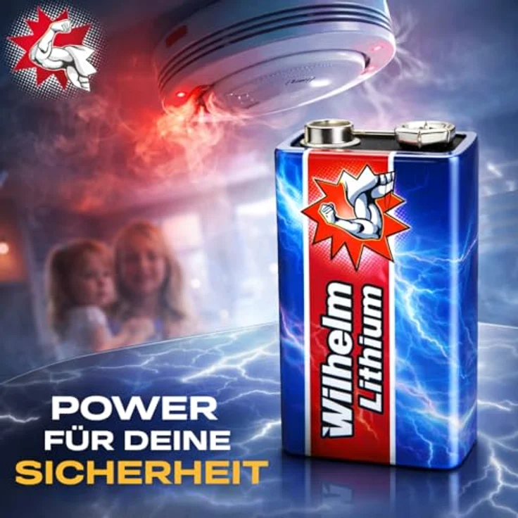 2 x Wilhelm Lithium 9V Block Batterie Rauchmelder 6LR61 9 Volt Batterien – Bild 5