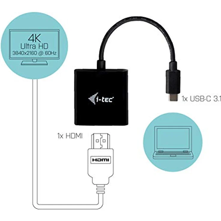 i-tec USB C auf Dual HDMI Video Adapter 60 Hz, 1x HDMI 4K Ultra HD, kompatibel mit Thunderbolt 3 – Bild 3