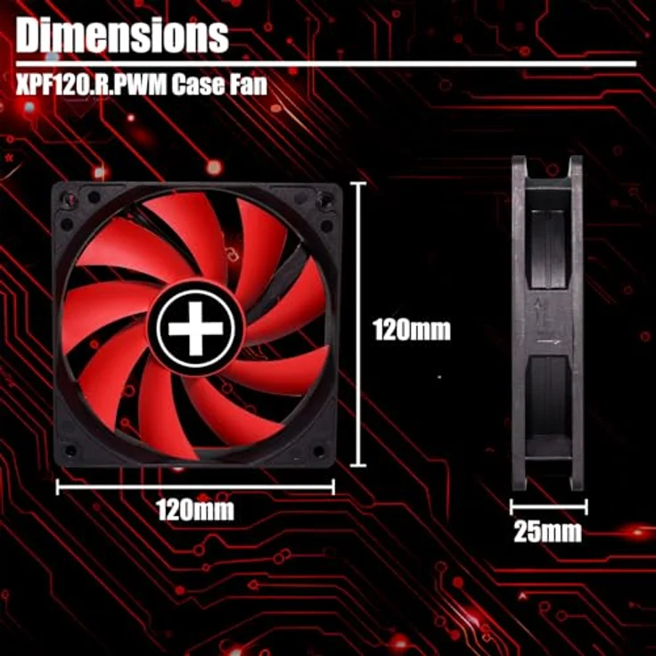 Xilence Performance C Series XPF120.R.PWM - Gehäuselüfter - 120 mm - Schwarz, Rot (XF042) – Bild 7