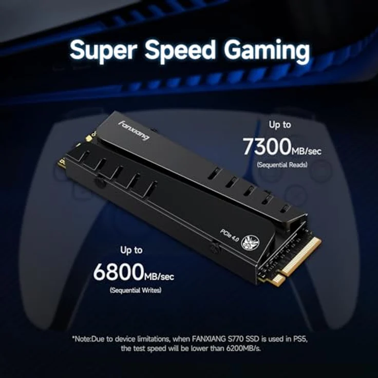 fanxiang S770 1TB PCIe 4.0 NVMe SSD M.2 2280 Interne Solid State Drive, mit Konfiguriertem DRAM Cache, Heatsink, bis zu 7300 MB/s, Perfekt Kompatibel mit PS5 – Bild 2