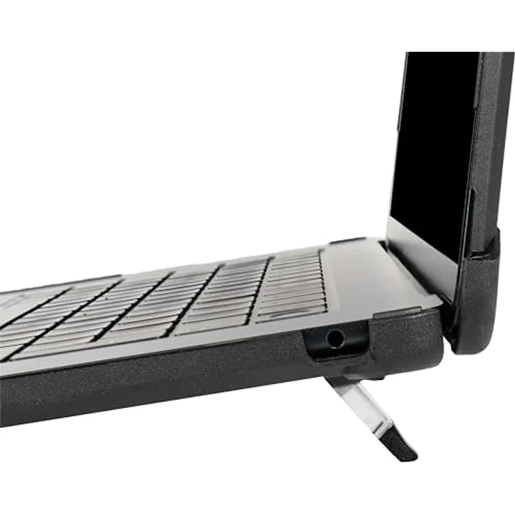 honju FIT Kickstand Case kompatibel mit Apple MacBook Air M2 (15 Zoll - 2023) Hülle [Klappbare Standfüße, Fallschutz nach Militärstandard, Lüftungsschlitze] schwarz / transparent – Bild 5