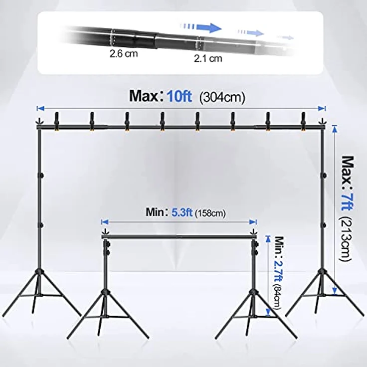 Emart Foto-Videostudio, 3 m, Verstellbarer Hintergrundständer mit Tragetasche - Preisvergleich – Bild 2