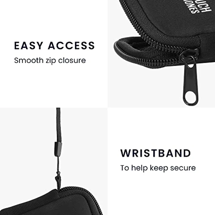 kwmobile In-Ear Kopfhörer Tasche, Neopren Hülle im Don't touch my Headphones Design, 6 x 9 cm, Etui in Weiß Schwarz – Bild 4