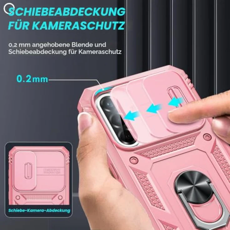 LeYi Kamera Schieber Hülle für Samsung Galaxy A36 5G Schutzhülle mit 2 Displayschutzfolien, Militär Armor, Standfunktion, Kamera Objektivschutz, Rosa – Bild 3