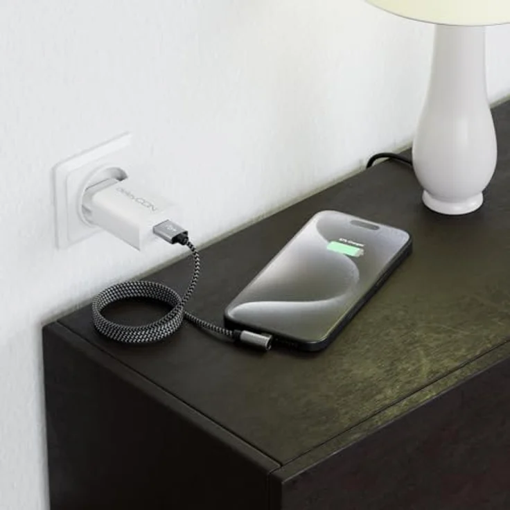 deleyCON 0,5m USB-A zu USB-C Kabel, 90° gewinkelt, für schnelles Laden und Datenübertragung bis 480Mbps, robustes Design mit Nylonhülle, geeignet für iPhone 17/15/16 Pro Max, Samsung S26/S25/S24, Pixel, iPad Pro, MacBook Air, Switch, PS5 – Bild 5