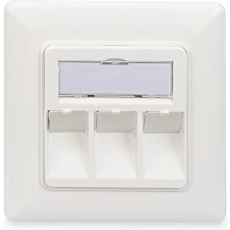 Digitus DN-93821 Keystone-Halterung 3-fach, Weiß mit Staubschutzklappen und schrägem Auslass für vertikale und horizontale Steckrichtungen – Bild 2