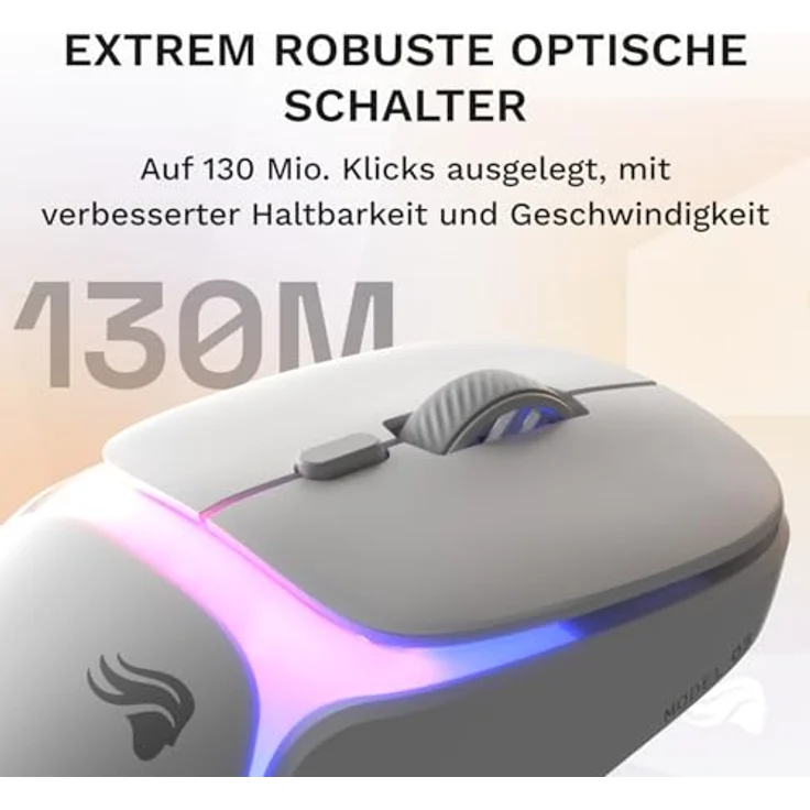 Glorious Gaming Model O3, Wireless-Gaming-Maus mit Wechsel-Akku-System InfinitePlay, 30K DPI-Sensor, 8K Abfragerate, optische Switches, ultraleicht (66 g), RGB – Weiß – Bild 5