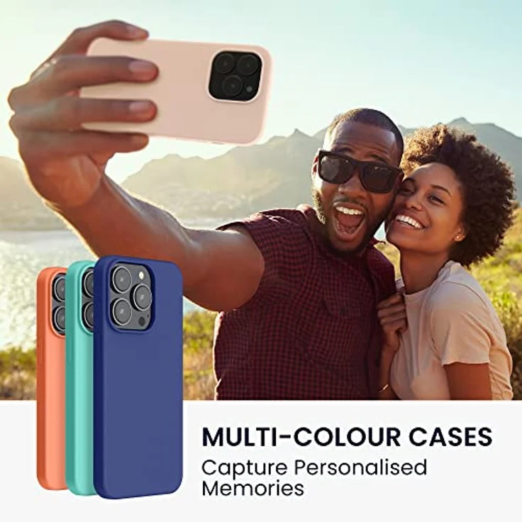 kwmobile Handyhülle für iPhone 14 Pro - Silikonhülle mit Anti-Rutsch, kabelloses Laden, Farbe: Coconut Swirl – Bild 3