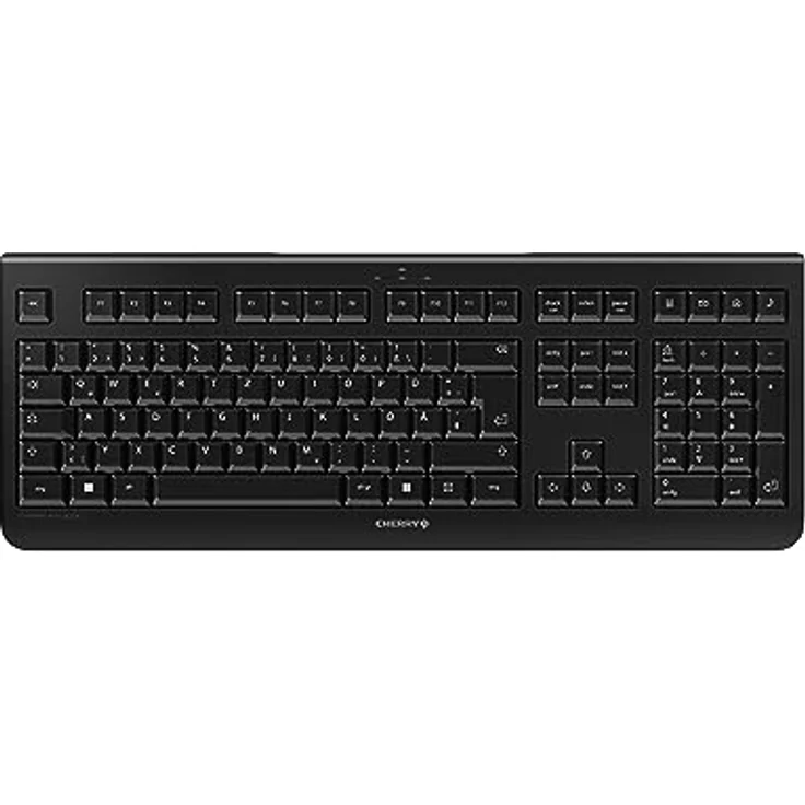 CHERRY KW 3000, Kabellose Tastatur mit Nummernblock, Deutsches Layout (QWERTZ), 2,4 GHz Funkverbindung, Geräuscharme Tasten, Flaches Design, Batteriebetrieben, Schwarz – Bild 1