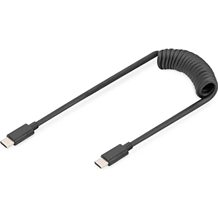 DIGITUS USB 2.0 - USB - C auf USB - C Spiralkabel - USB 2.0, PD 60W Max; 1m, Schwarz – Bild 1