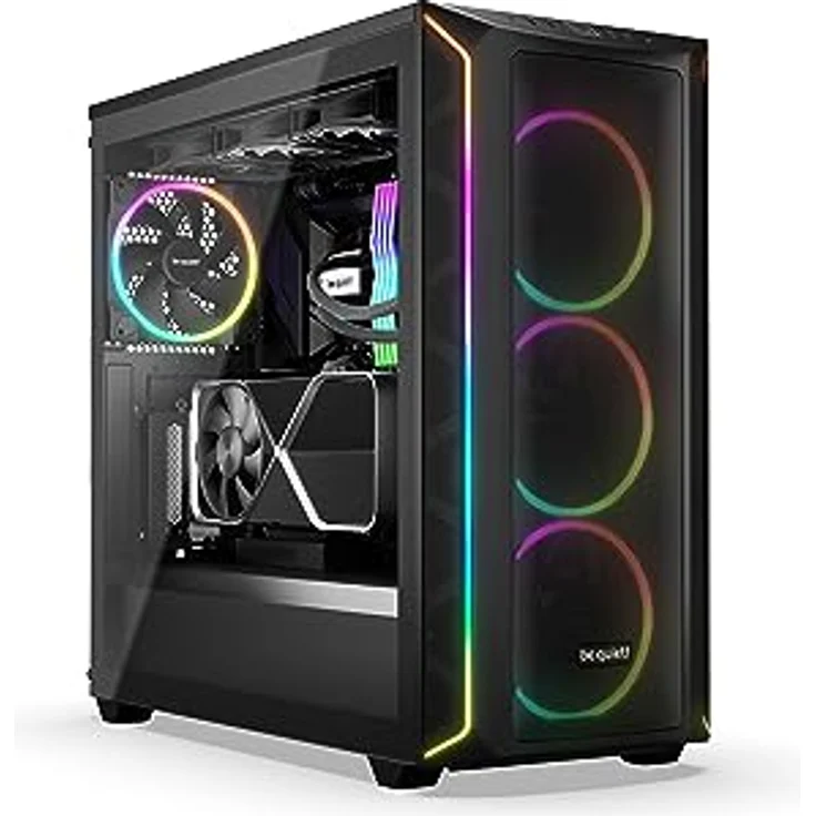 be quiet! Shadow Base 800 FX Black PC-Gehäuse, Light Wings 140mm PWM Lüfter, ARGB-Beleuchtung, USB 3.2 Gen. 2 Type C, maximaler Airflow, E-ATX Mainboard, 420mm Radiatoren, Glasseitenteil, BGW63 – Bild 4
