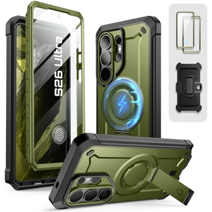 SUPCASE UBPro Mag Hülle für Samsung Galaxy S26 Ultra, Outdoor Handyhülle mit MagSafe, zwei Vorderseiten (mit und ohne Displayschutz), Grün – Bild 1
