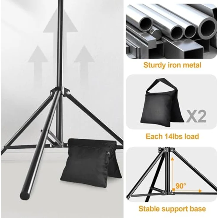 EMART Foto Hintergrund Ständer, 2,6m x 3m Verstellbares Hintergrundsystem mit 2 Sandsäcken und Tragetasche für Fotografie und Video – Bild 4
